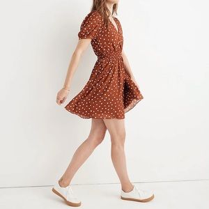 Madewell Smocked Waist Mini Dress Inkspots Dots